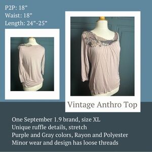 Vintage Anthropologie One September 9.1 Ruffle Top